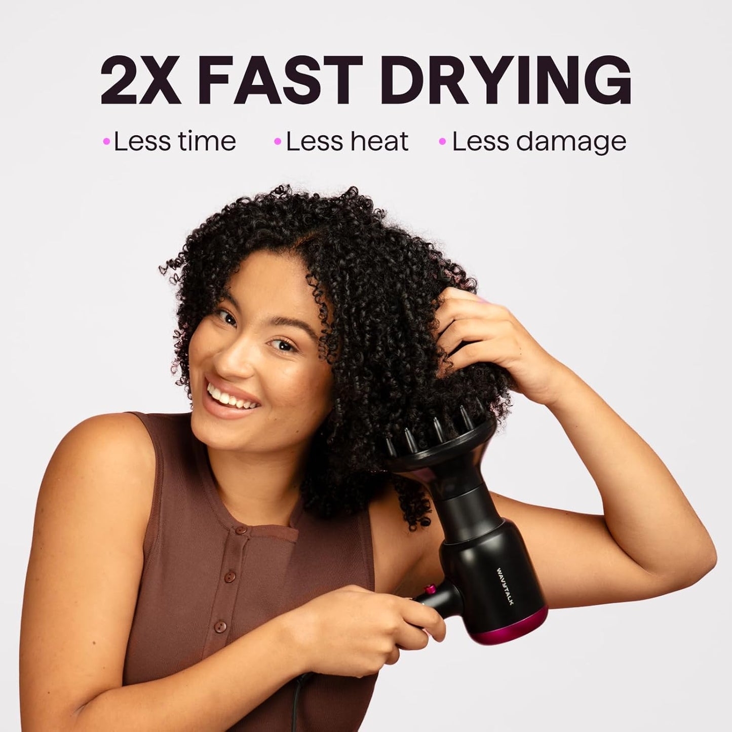 Wavytalk 1875W Ionic Hair Dryer | Diffuser & Comb for Curly Hair | Black