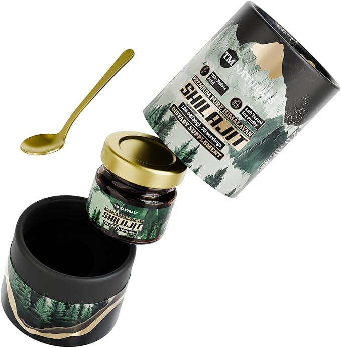 Pure Himalayan Shilajit Resin - 75% Fulvic Acid, 85+ Trace Minerals, Supports Vitality & Stamina - Includes Steel Spoon, 30g, Lab Tested for Purity