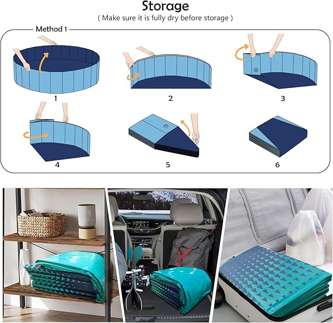 Jasonwell Foldable Dog Kiddie Pool - Hard Plastic Kids Paddling Pool Toddler Baby Swimming Pools for Backyard Collapsible Whelping Box Pet Doggie Cats Wading Pools Bathtub for Puppy Large Dogs 97In