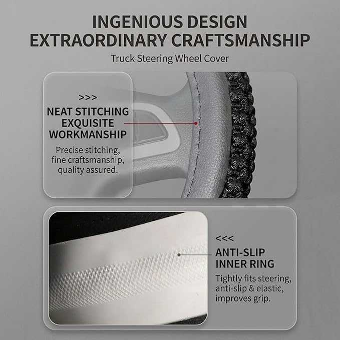 Size 16-20 Inch Ice Silk Ventilation Multi-Style Comfy Grip Steering Wheel Cover for Truck, Bus, Big Rig Trucker,SUV， Anti-Slip Design 16-20 Inch (Black, 19)