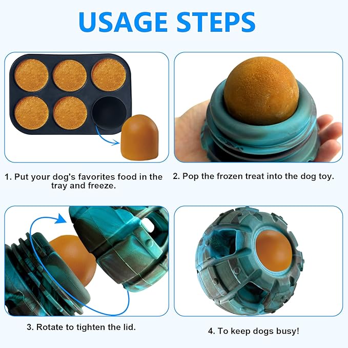 Yipetor Frozen Treat Dispensing Dog Toy - Large Chew Toy, Freezable Fillable Rubber, Reduces Anxiety, Easy to Clean, Interactive Puzzle (Large)