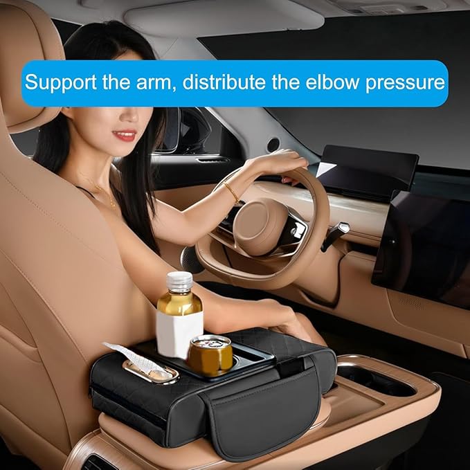 Car Armrest Cushion for Honda Civic 2012 2013 2014 2015, Leather Arm Rest Cover Center Console Armrest Pillow Armrest Storage Box Pad Multifunctional Accessories Interior Organizers,D/Gray