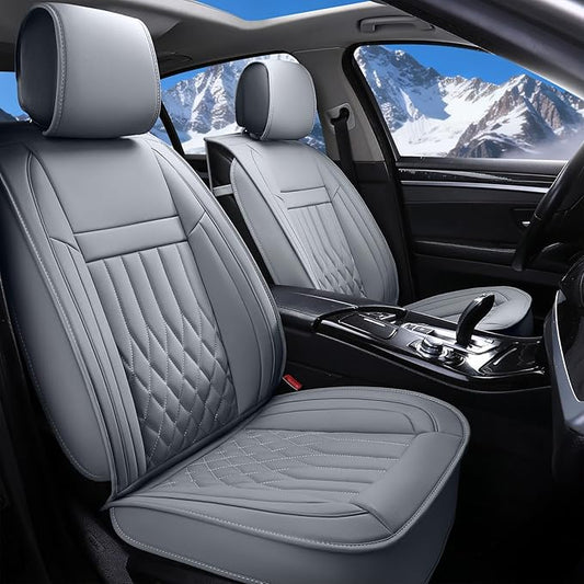 Aierxuan Car Seat Covers Full Set Universal Fit for Honda Civic Accord CRV, Toyota Camry Prius Rav4 Corolla, Kia, Lexus, Nissan, Mazda, Jeep Cherokee and Most Cars, with Waterproof Leather (Grey)
