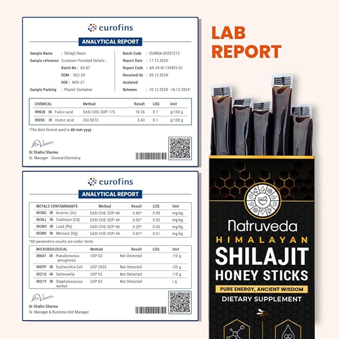 Himalayan Shilajit Honey Sticks | 75%+ Fulvic Acid & Trace Minerals | 10 Premium sticks for men and women | Raw Honey, Saffron & Himalayan Shilajit Resin from 16,000+ ft | USA-Based Seller