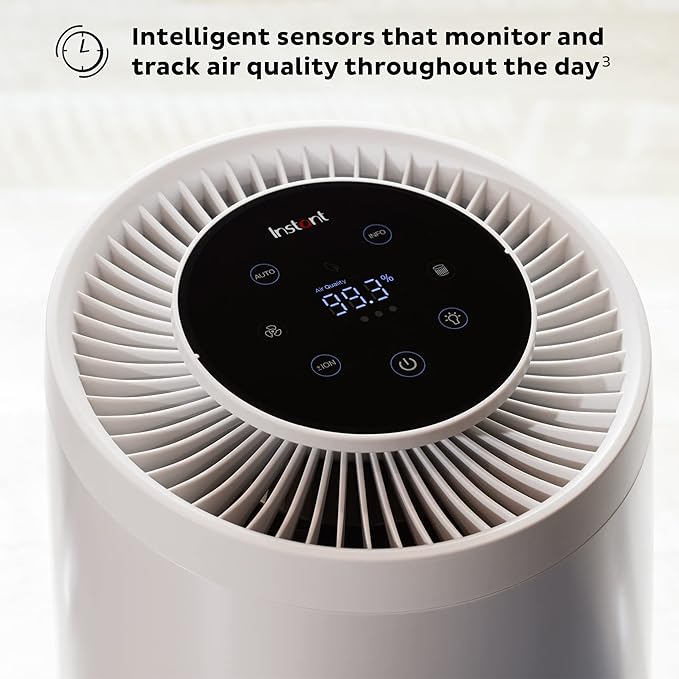 Instant HEPA Quiet Air Purifier, From the Makers of Instant Pot with Plasma Ion Technology for Rooms up to 1,940ft2, removes 99% of Dust, Smoke, Odors, Pollen & Pet Hair, for Bedrooms, Offices, Pearl