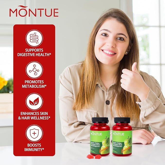 Apple Cider Vinegar Gummies B12 Multivitamin,ACV Supplement Gummy Vitamins,Vegetarian Supplement for Women & Men,Non GMO,Support Normal Energy Levels & Gut Health 60 Gummies (60)