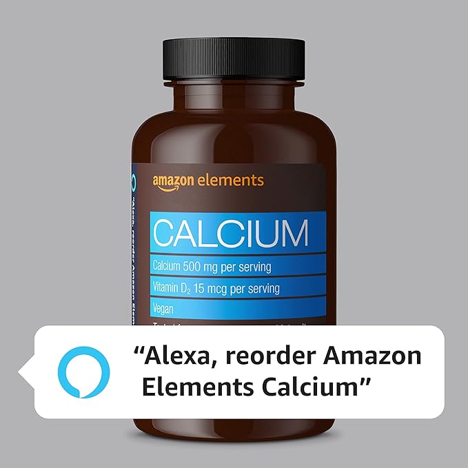 Amazon Elements - Calcium, plus Vitamin D2, 65 Tablets (2 month supply) (Packaging may vary), Calcium Supplements