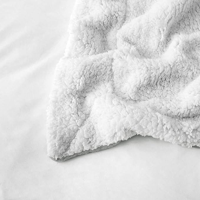 IR Imperial Rooms Silver Sherpa Fleece Throw Blanket Twin Size for Bed - Wholesale Bulk Pack of 12 Sherpa Blankets - Soft Fluffy Throw Blankets for Hotels, Guest Bedroom, 60x80 Inches