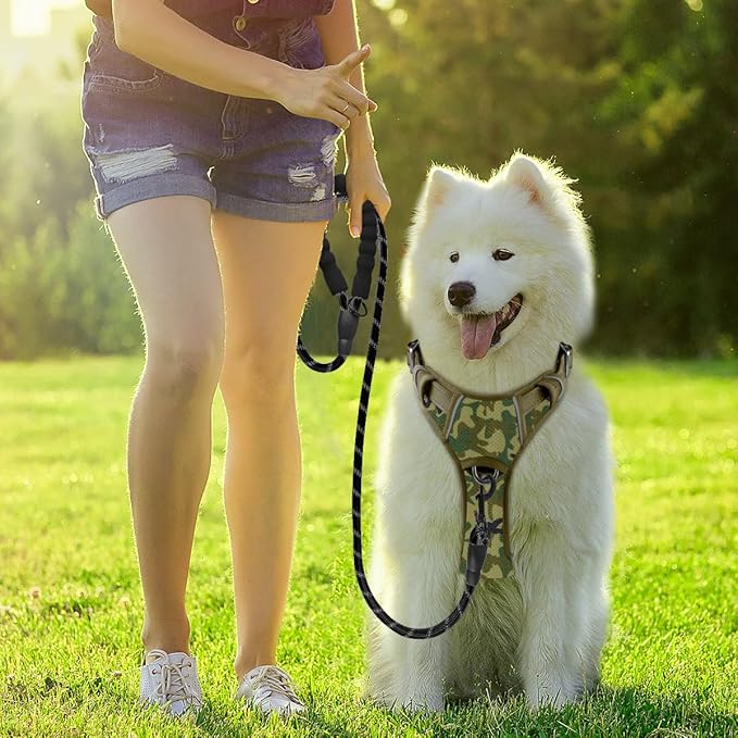 BARKBAY Dog Harness No Pull with ID Tag Pocket - Heavy Duty, Reflective, Easy Control for Large Dogs(Camo,XL)