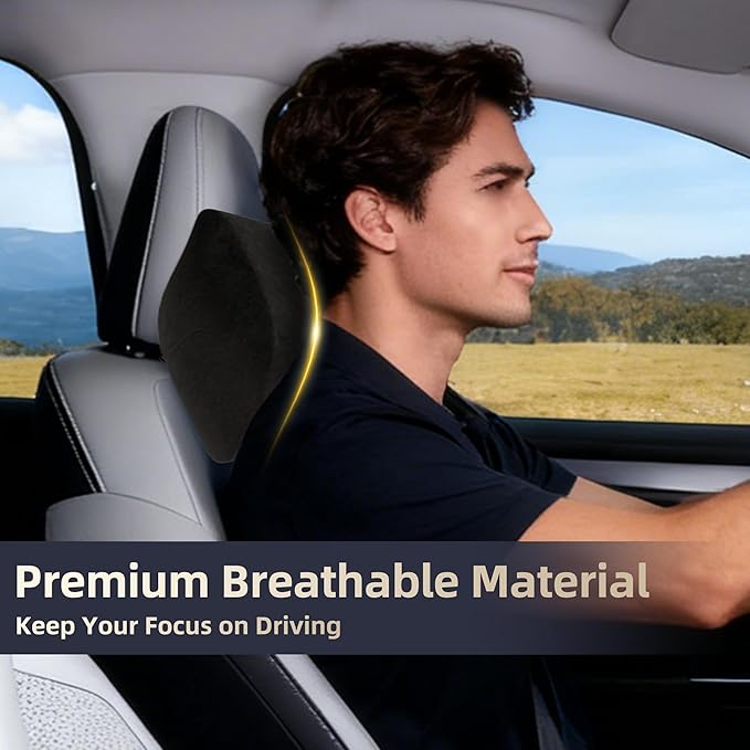 Car Neck & Lumbar Support Pillow Set for Ford Bronco, Soft Memory Foam Headrest & Back Cushion, Ergonomic Comfortable Seat Support for Daily Driving and Long Trips Car Interior Accessories