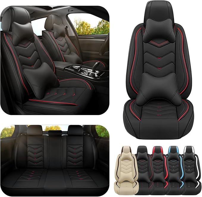 Car Seat Covers for Jeep Grand Cherokee L 2021-2026, Premium Nappa Leather Car Seat Cover, Stylish Sport Seat Covers， Automobile Seat Cover Sets.(Luxury 5 Seats/Black)