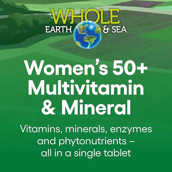 Natural Factors Whole Earth & Sea Women's 50+ Multivitamin & Mineral, 1 Serving Contains Nutrition Equivalent to ½ lb of Veggies, 120 Tablets