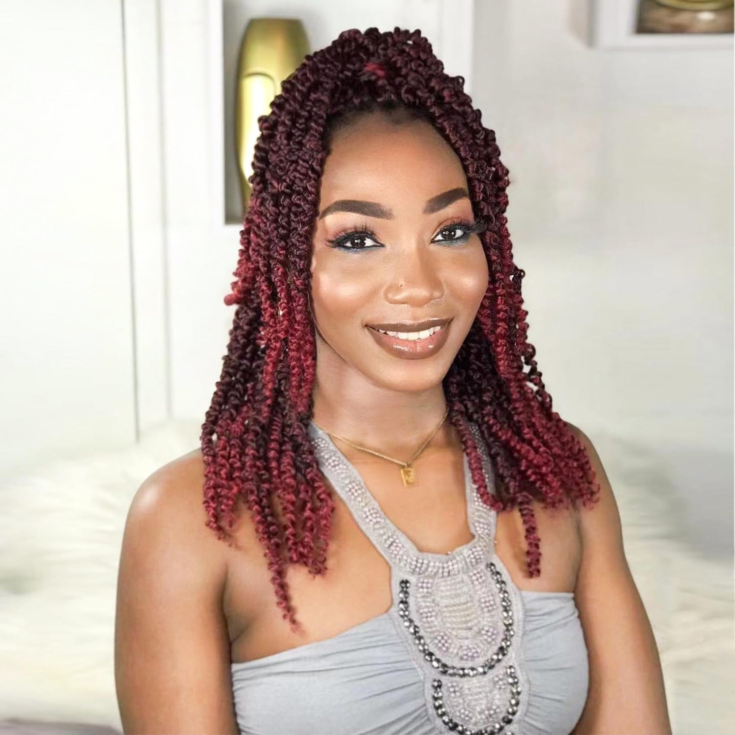 Passion Twist Hair 12 Inch 8 Packs, Pre Twisted Passion Twist Crochet Hair For Black Women, Pre Looped Passion Twist Curly Croch
