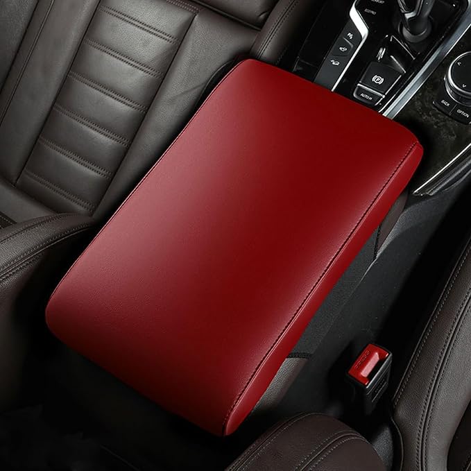 Car Armrest Cover Pad for Tesla Model 3 Premium Leather Center Console Armrest Cushion Pad Anti-Scratch Waterproof Auto Interior Accessories Red Style