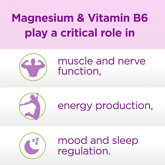 Magnesium & Vitamin B6 - Helps Maintain Muscle Health - Supports Brain Health & Nerve Function - Helps Daily Vitality & Sleep Quality - Recovery Boost - Dietary Supplement - 100 Tablets
