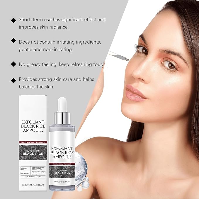 2PCS Peel Shot Glow Rice Ampoule Duo,White & Black Rice Exfoliant,Rice Ampoule Duo Exfoliating Solution,2025 New Black & White Rice Brightening Duo for Glowing Skin | Gentle Peel + Pore Minimizing