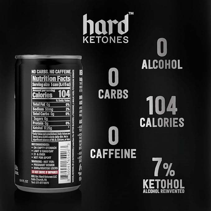 Hard Ketones Dr. Up Unsweetened (aka NASTY) | 0.0% Alcohol Alternative with 17g (7%) Ketohol | 12 Pack, 8.4 Oz Cans