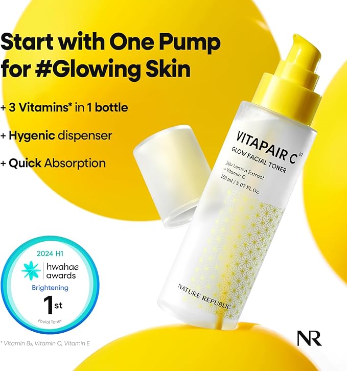 Nature Republic Vitapair C Glow Facial Toner - Vitamin Toners for Face, Hydrating Skin Care for Women, Niacinamide Korean Skincare, Clean, Clear Moisturizing, Gentle Natural Beauty, 150ml / 5.07 fl oz