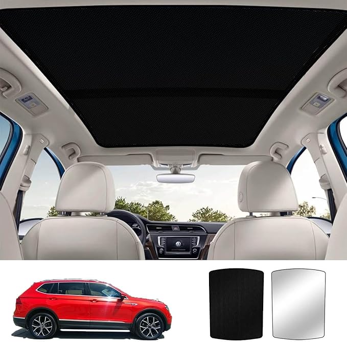 Car Sunroof Compatible with Tiguan 2023-2017 5-Door SUV, Foldable Glass Roof Sunshade with Storage Bag, Sunshade Roof Heat Insulation Sun Protection Roof Sunshade Interior Sunroof Shade