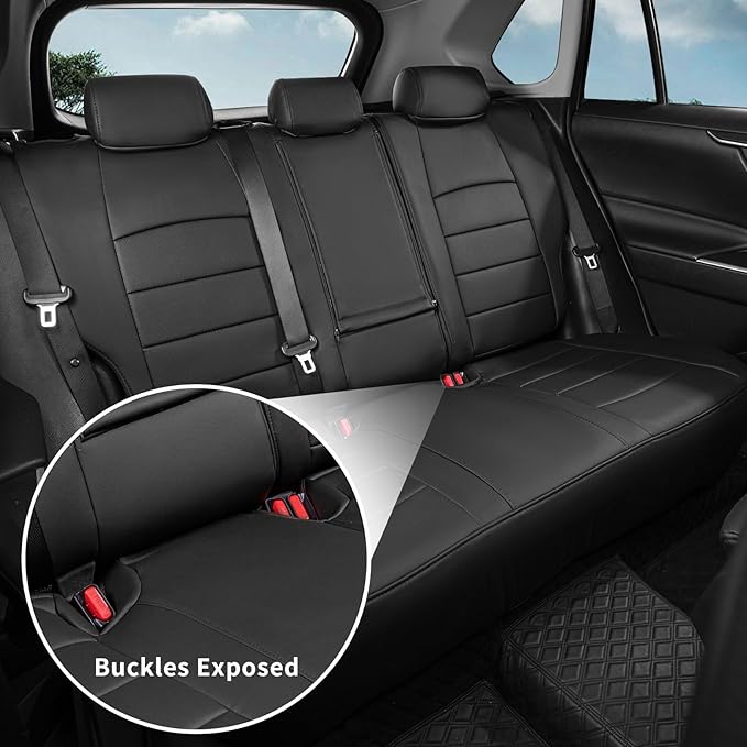 coverdream 2026 Rav4 Seat Covers Custom Fit for 2026 Toyota Rav4 Hybrid (Woodland/Limited) SUV,Full Set Luxury Waterproof Leather Car Seat Protector Black