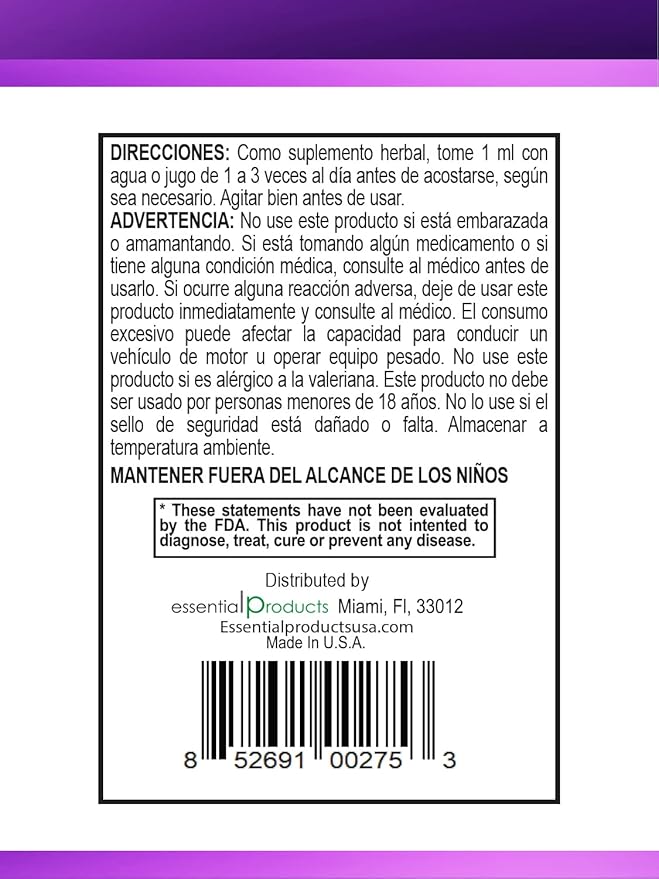 ELP ESSENTIAL Valerian Root Extract Drops | 2 fl oz | Sugar Free, Alcohol Free, Non- GMO Gluten Free Liquid 2 Pack