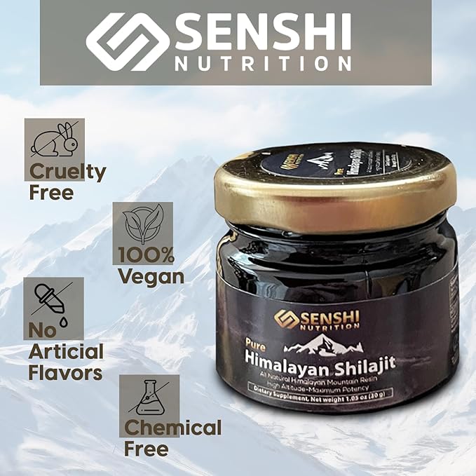 Shilajit - All Natural Maximum Potency Himalayan Mountain Resin from High Altitude - 100% Pure Shilajit with Fulvic Acid & 85+ Trace Minerals Complex - 1 oz / 30 g with Free Spoon Included