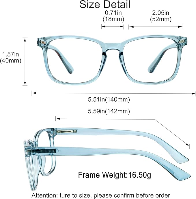 YEIN Bifocal Reading Glasses with Blue Light Blocking Lenses, Bifocal Reader for Women and Men, Vintage Square frame with Spring Hinge (+0.00/+1.25 magnification)