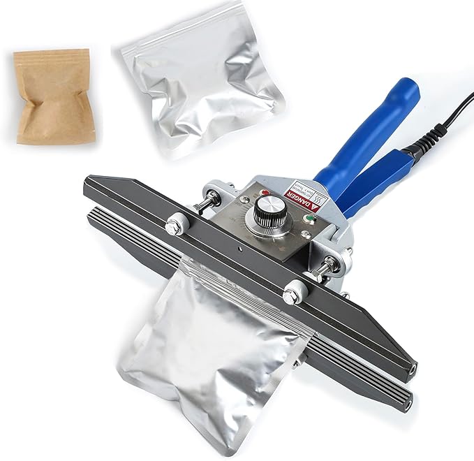 Crimp Heat Sealer, Mylar Bag Sealing Machine for Snack Bags Kraft Paper Bags Food Storage 12" FKR300
