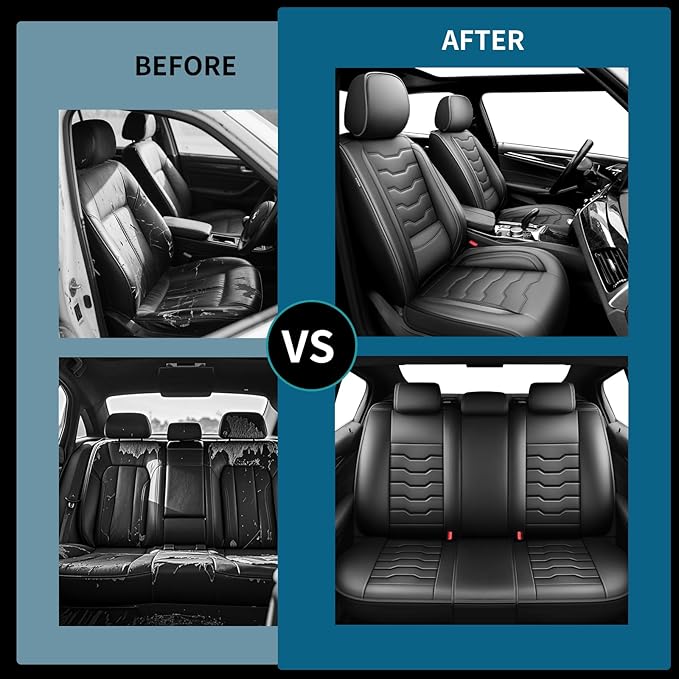 Fit Sonata Car Seat Covers Premium Leather for Hyundai Sonata 2007-2025 2026. Waterproof， Breathable, Scratch-Resistant & All-Weather Seat Cushion Protector（Front Seat,Black