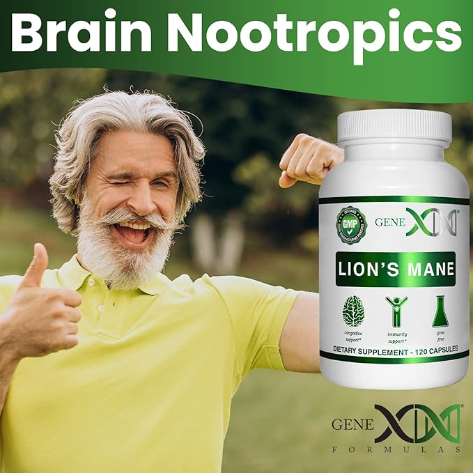 Genex Formulas Lions Mane Supplement with 100% Lions Mane Extract (3 Pack) - Nootropics Brain Support Supplement for Brain Boost, Focus, Mental Clarity, Natural Energy, 1000mg/serving - (360 Capsules)