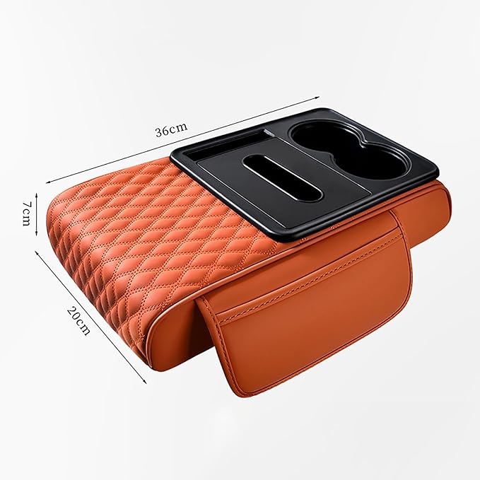 Car Armrest Center Console Cover for Ford Explorer 2000–2025, Center Console Pad with Cup Holder, Multifunctional Armrest Cushion,A Black+Red