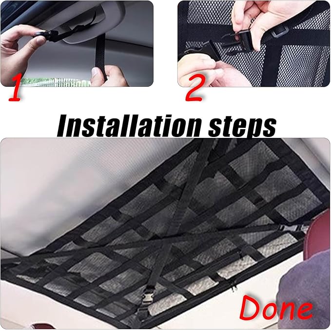 Overhead Car Organizer, Compatible with Ford F-150 XL/Raptor 2010-2025 Car Roof Storage Net Universal Car Ceiling Storage for Camping Storage Bag,Beige-Small