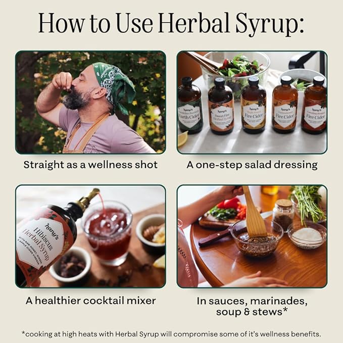 Hany's Harvest Hibiscus Ginger Herbal Syrup – 16 fl oz | All-Natural Wellness Tonic, Apple Cider Vinegar, Ginger, Hibiscus & Lemon | Non-GMO, Gluten-Free, Handcrafted