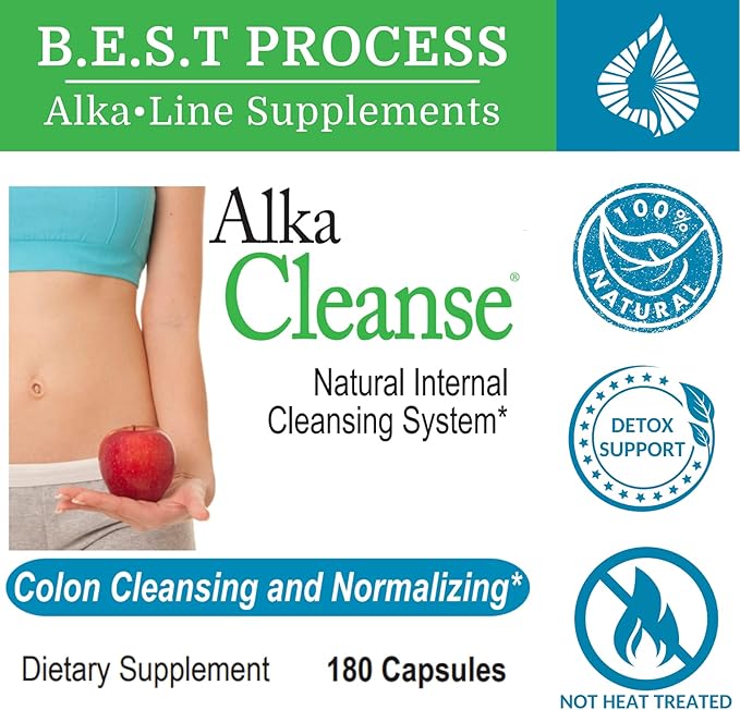 Alka•Cleanse Best Process Alkaline — Herbal Detox Colon Cleanse & Digestive Distress Formula — Psyllium Husk, Probiotics, Enzymes & Herbs (1)