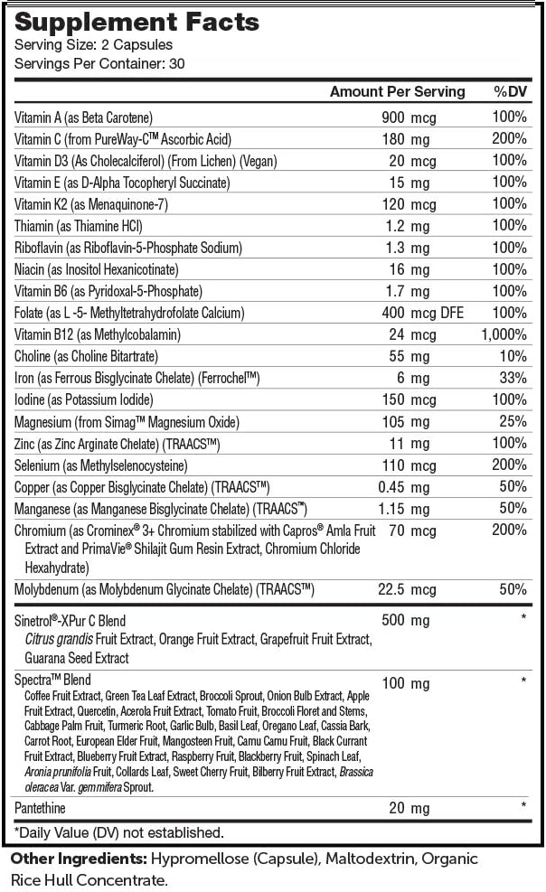 Zahler Multivitamin Metabolism, Daily Multivitamin +Weight Management Support, Multivitamin for Women and Men with Iron, Certified Kosher, 60 Capsules