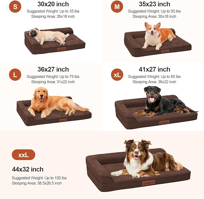 Orthopedic Dog Bed Medium Size Dog, 3 Inch Memory Foam Pet Bed for Small and Medium Dogs, Washable Removable Cover, Nonskid Bottom, Waterproof, 30x20 Inches S Brown Grey