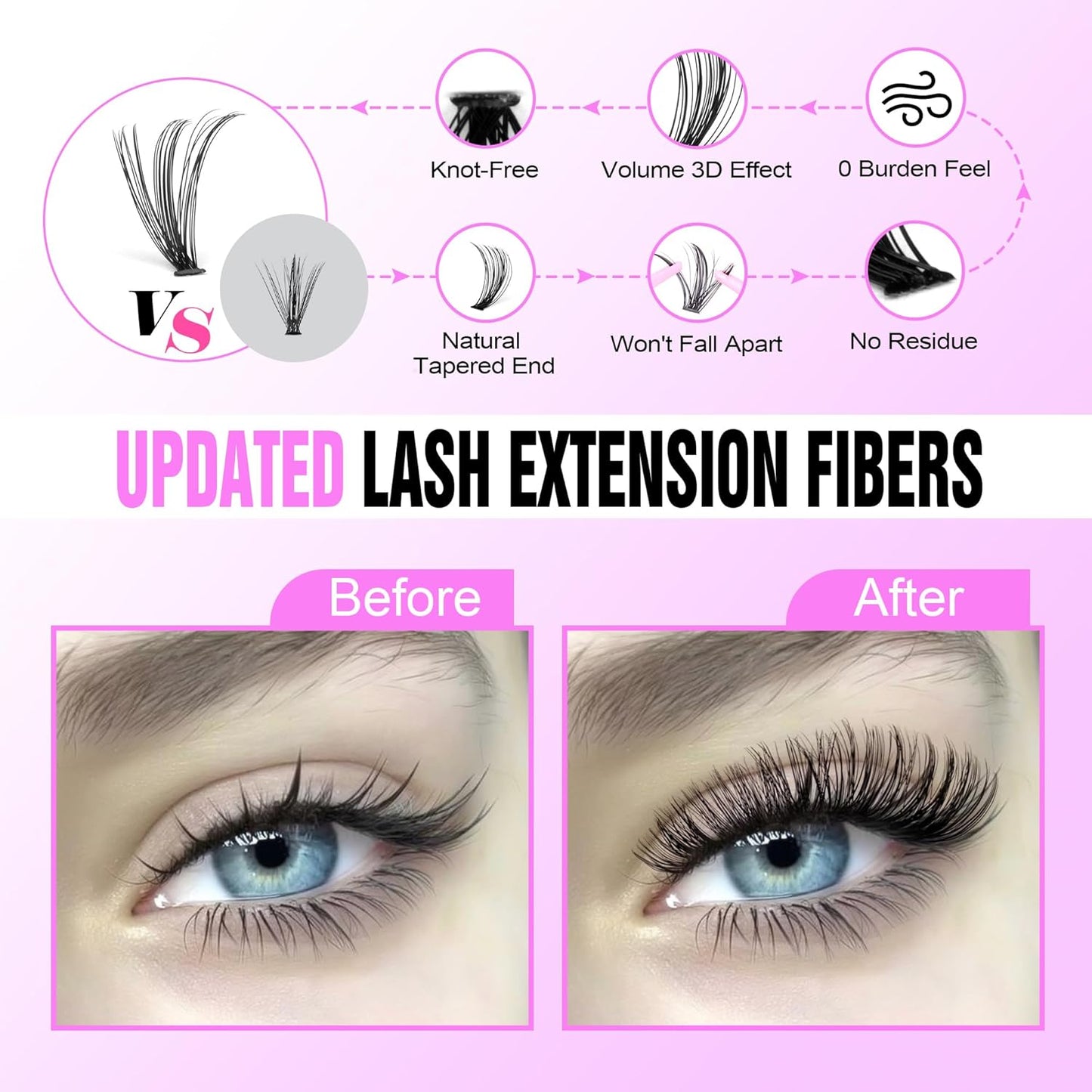 Pawotence 280pcs Lash Clusters | 40D & 50D Individual Eyelash Extensions 8-16mm
