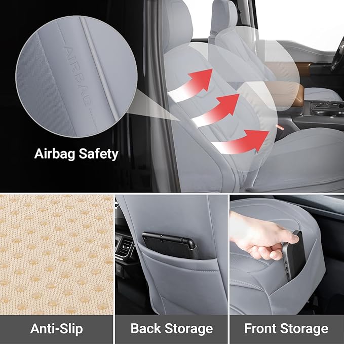 Coverland Custom Fit Car Seat Covers for Car Compatible with [Legend, CT5, CT5-V Bucket Seats, XTS-L, GS, Pulsar] Premium Waterproof Non-Slip Interior Seat Protector [Front Gray - Size Chart A22]