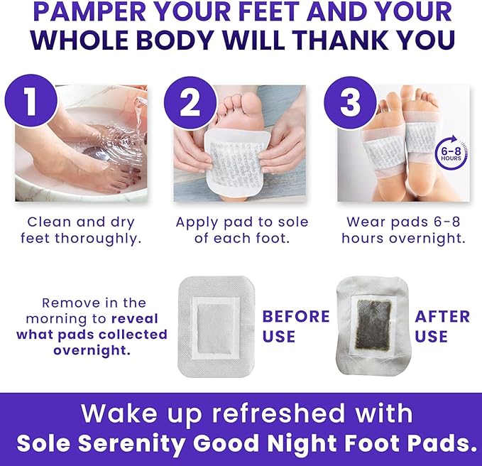 Lure Essentials Sole Serenity Good Night Foot Pads with Magnesium Glycinate, Valerian Root, Lavender (Calming) (3 Pack)