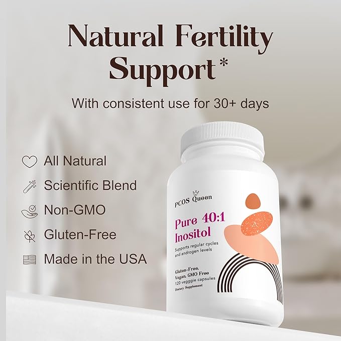 Pure 40:1 Inositol - Myo + D-Chiro Inositol Supplement - for Women with Fertility, Skin, & Menstrual Cycle Needs - 1 Bottle