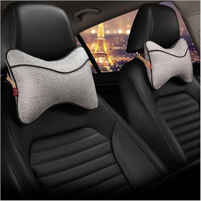 Car Headrests Cervical Neck Pillow Head Cushion Memory Foam Cotton Fit for Seat Waist Lumbar Support(Gray)