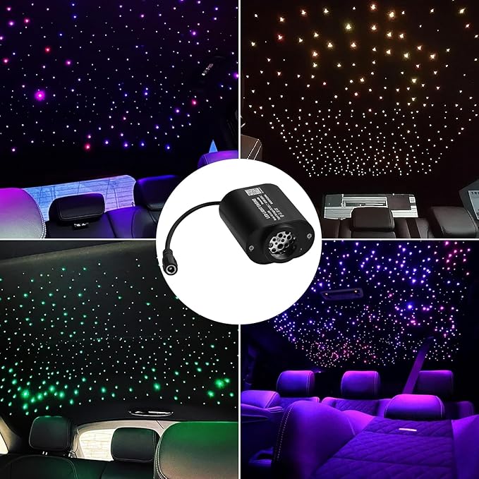 Small Size Car Twinkle Fiber Optic Starlight Headliner Kit, Sound-Activated APP& Remote Control Starlight Engine for Car Home, 150pcs 6.5ft