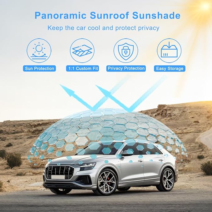 Car Sunroof Compatible with Q5 2009-2017 5-Door SUV, Foldable Glass Roof Sunshade with Storage Bag, Heat Insulation Sun Protection Roof Interior Sunshade