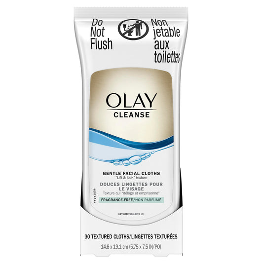 Olay Wet Cleansing Cloths Gentle Clean, Sensitive/Fragrance-Free 30 Ea (Pack Of 2)