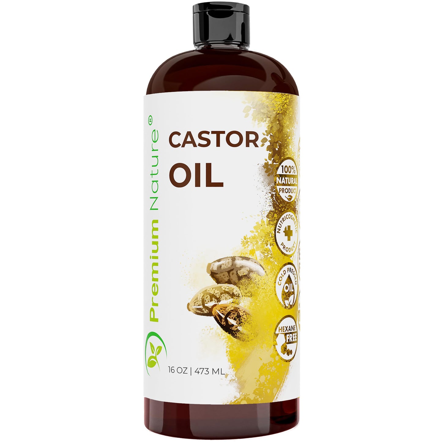 Castor Oil Pure Carrier Oil - Cold Pressed Castor Oil For Essential Oils Mixing Natural Skin Moisturizer Body & Face, Eyelash Ca
