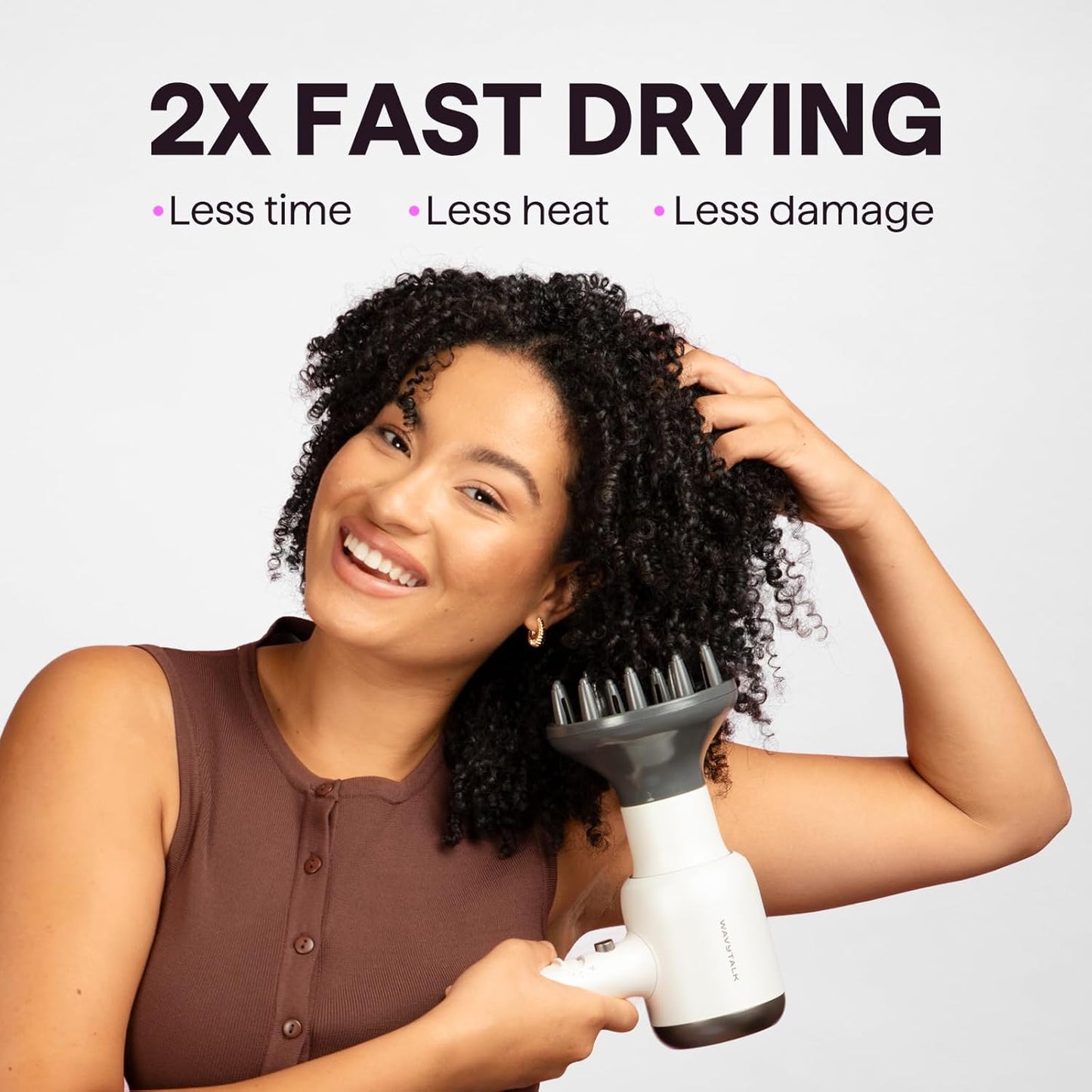 Wavytalk 1875W Ionic Hair Dryer | Diffuser & Comb for Curly Hair | Black