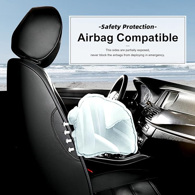 AOMSAZTO Car Seat Cover Fit for Toyota CHR 2018-2022 Faux Leather Seat Covers Protector Compatible Airbag Waterproof C-HR Full Set Black&Blue