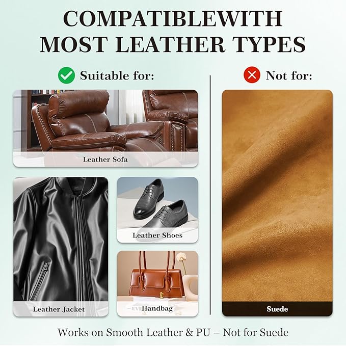 Leather Color Restorer, Leather Recoloring Balm, Scratch Remover, Leather Dye, Leather Paint with Leather Conditioner, Leather Repair Kit for Furniture Couches Car Seats Shoes, Dark Brown