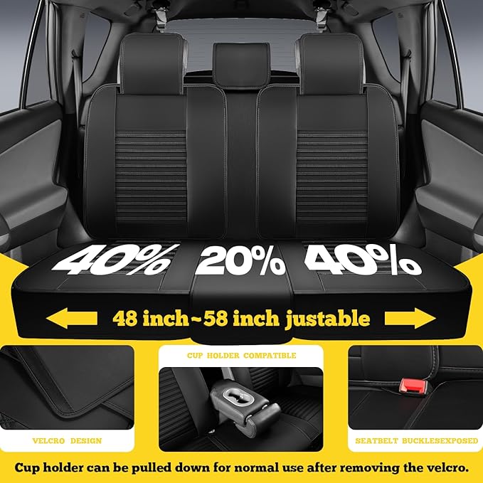 LINGVIDO Front Car Seat Covers, Faux Nappa Leather, Airbag Compatible and Waterproof Protectors for Sedans SUVs, Breathable Anti-Slip Interior for Commuters and Rideshare, Black/Gray