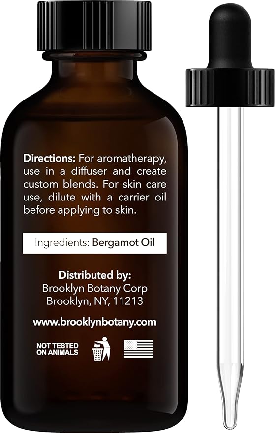 Brooklyn Botany Bergamot Essential Oil - 100% Pure and Natural - Premium Grade Oil with Dropper - for Aromatherapy and Diffuser - 1 Fl Oz
